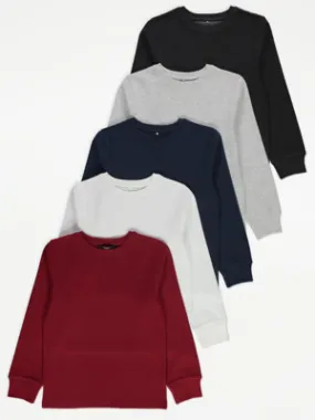 Ribbed Long Sleeve Tops 5 Pack | Kids | George at ASDA