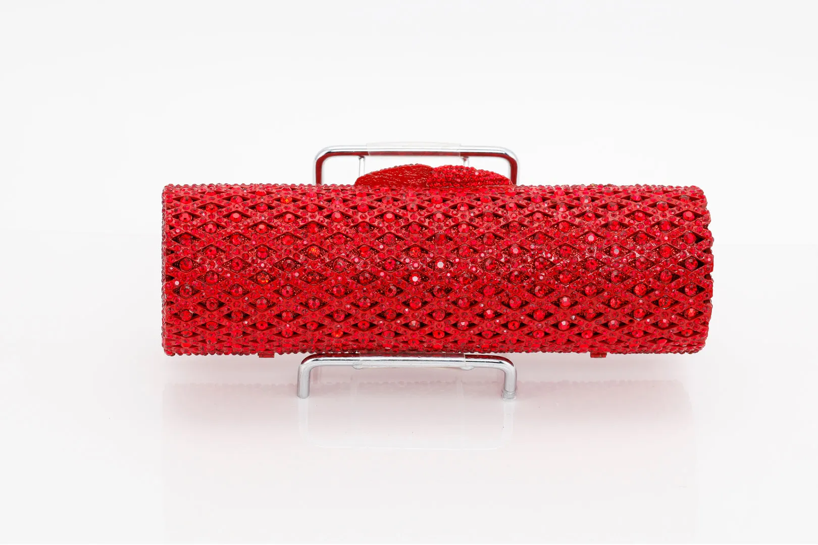 Ruby Jeweled Cylinder Evening Bag