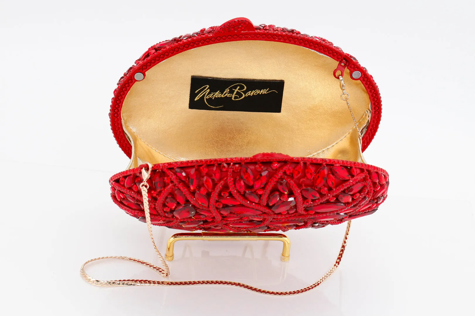 Ruby Jeweled Oval Evening Bag