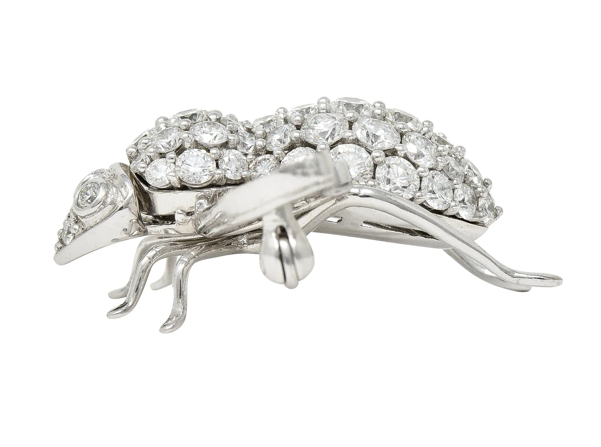 Sabbadini 2.97 CTW Pave Diamond 18 Karat White Gold Vintage Bee Brooch