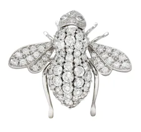 Sabbadini 2.97 CTW Pave Diamond 18 Karat White Gold Vintage Bee Brooch