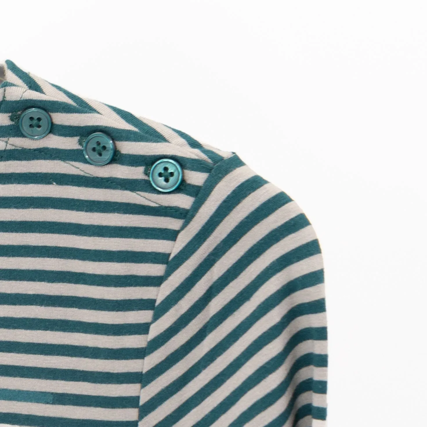 Seasalt Breton Green Grey Stripe Long Sleeve Tops