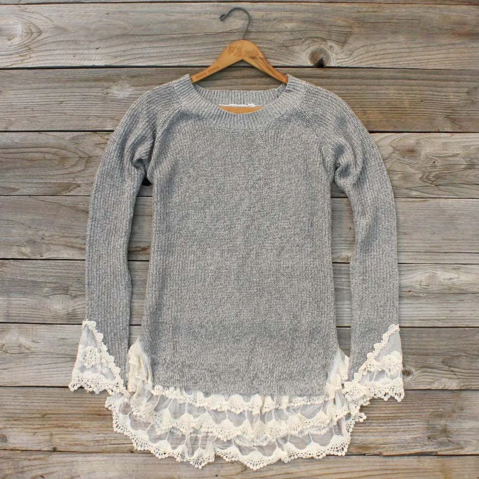 Skyline Lace Sweater in Ash