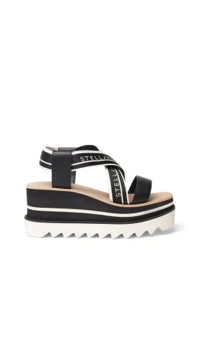 Sneak-Elyse Striped Platform Sandals - Black