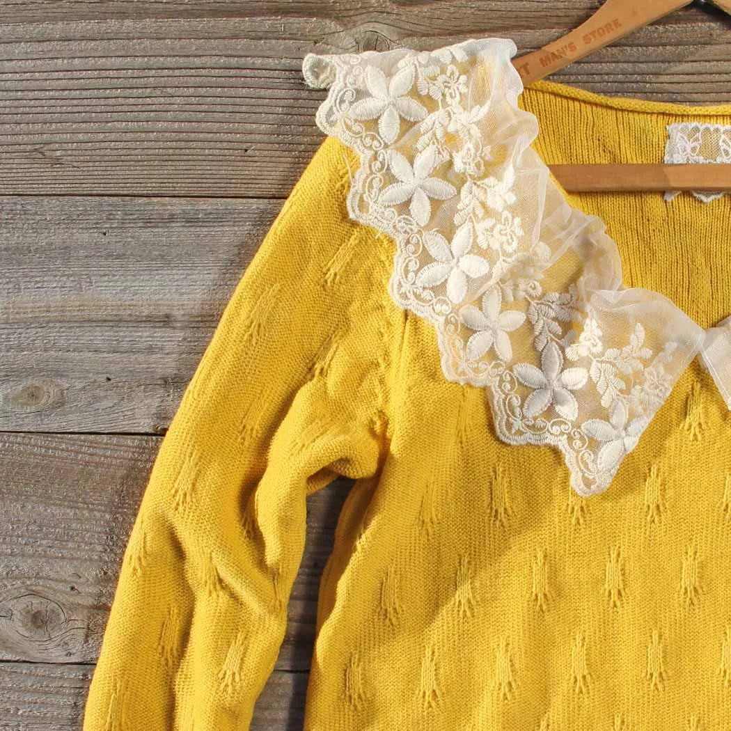 Snowbell Lace Sweater in Mustard