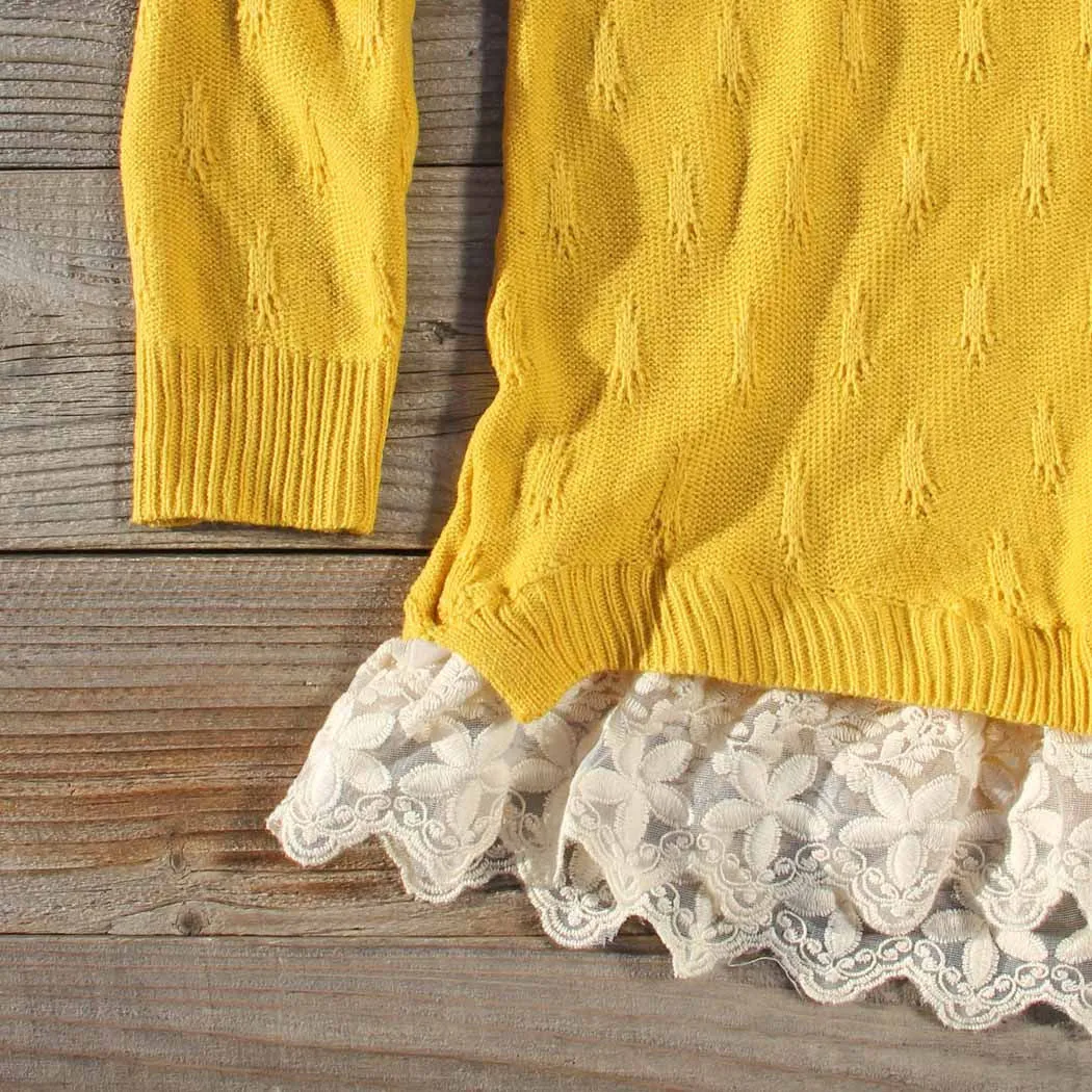 Snowbell Lace Sweater in Mustard