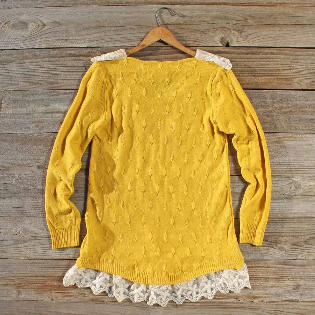 Snowbell Lace Sweater in Mustard