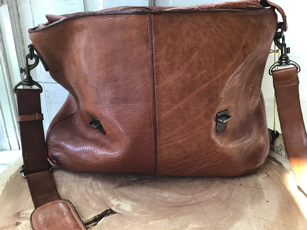 Spaghetti Western Leather Flap Top Briefcase Tote