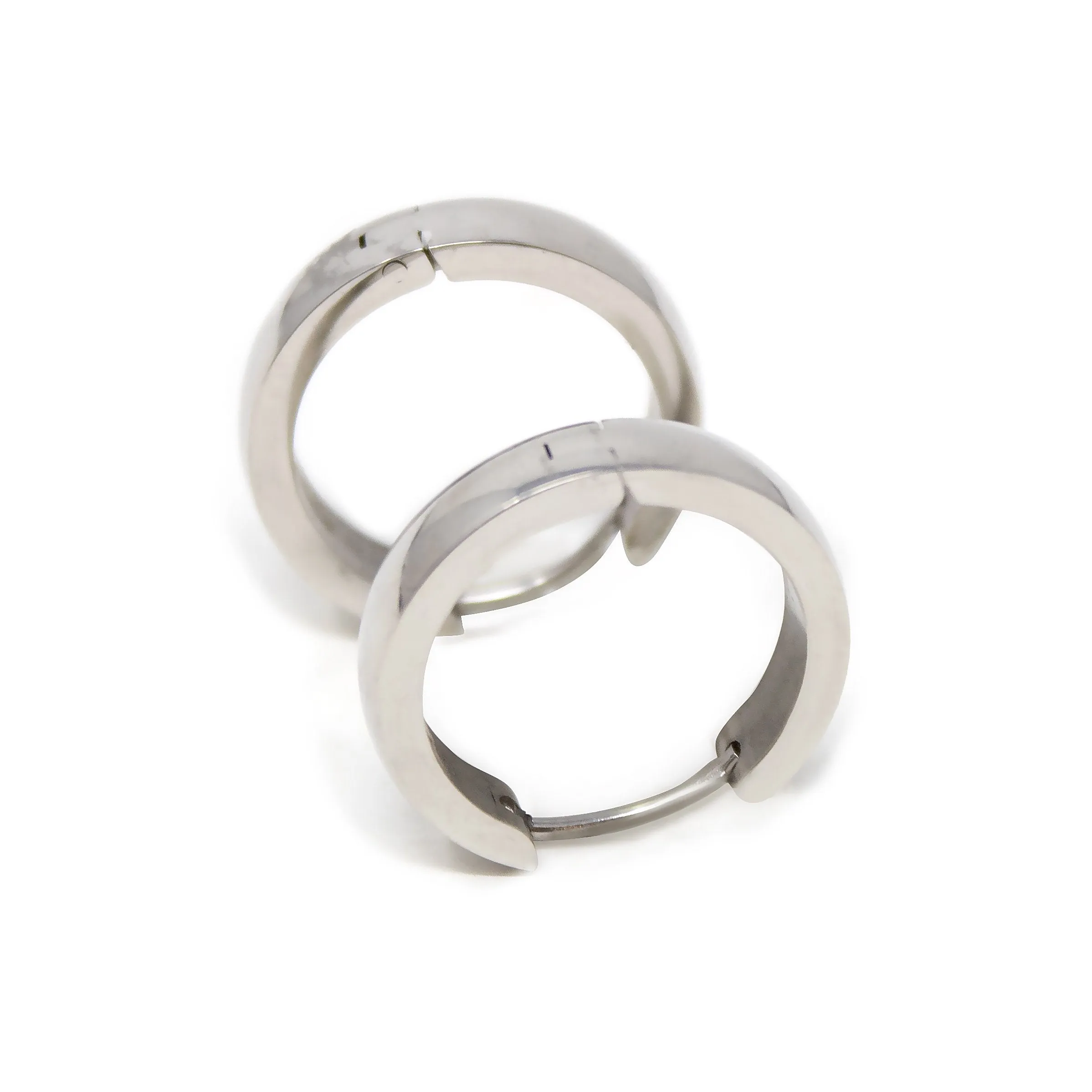 Stainless Steel 4mm Huggie Earrings High Polished