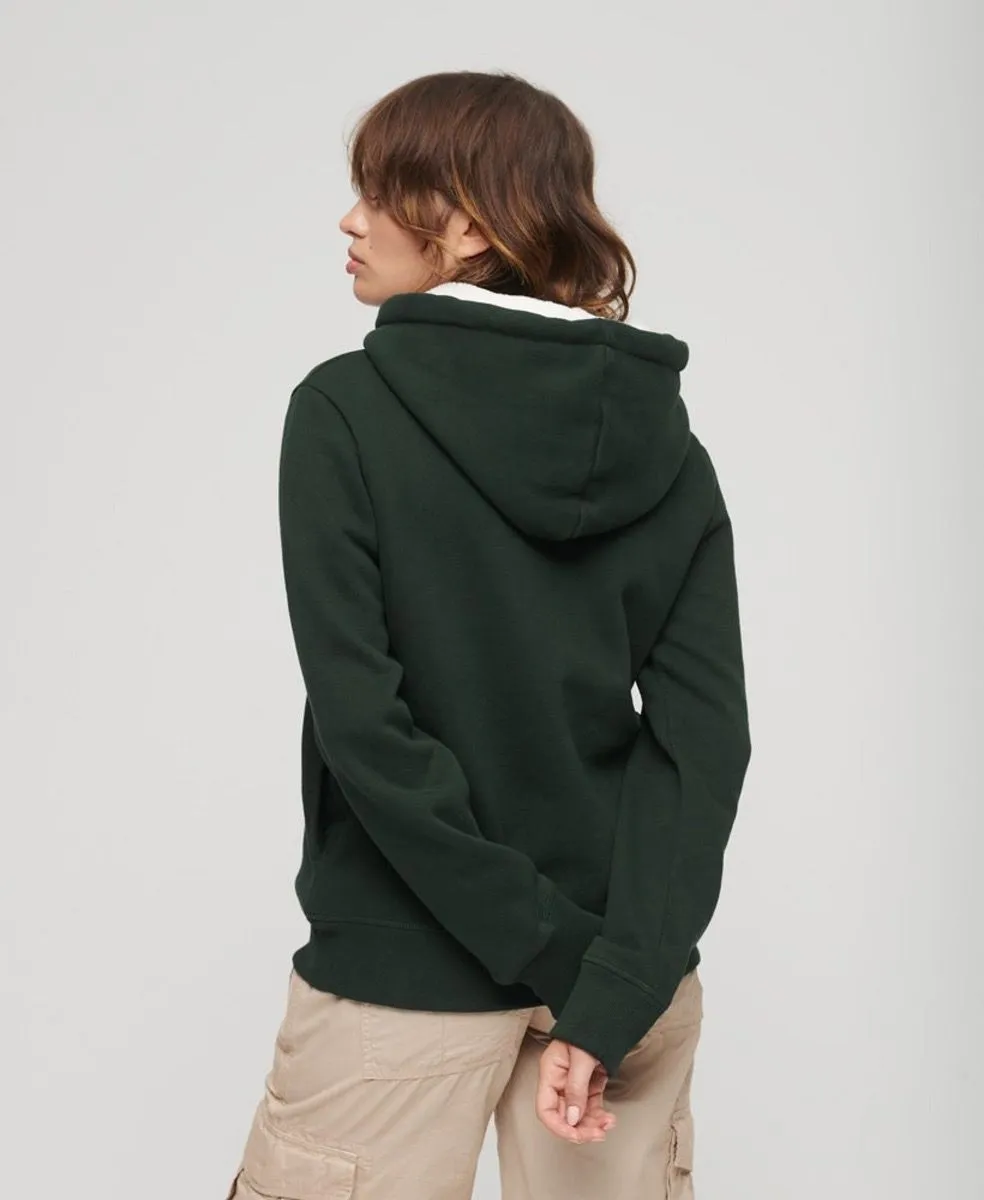 Superdry Womens Luxe Metallic Hooded Sweatshirts Academy Dark Green