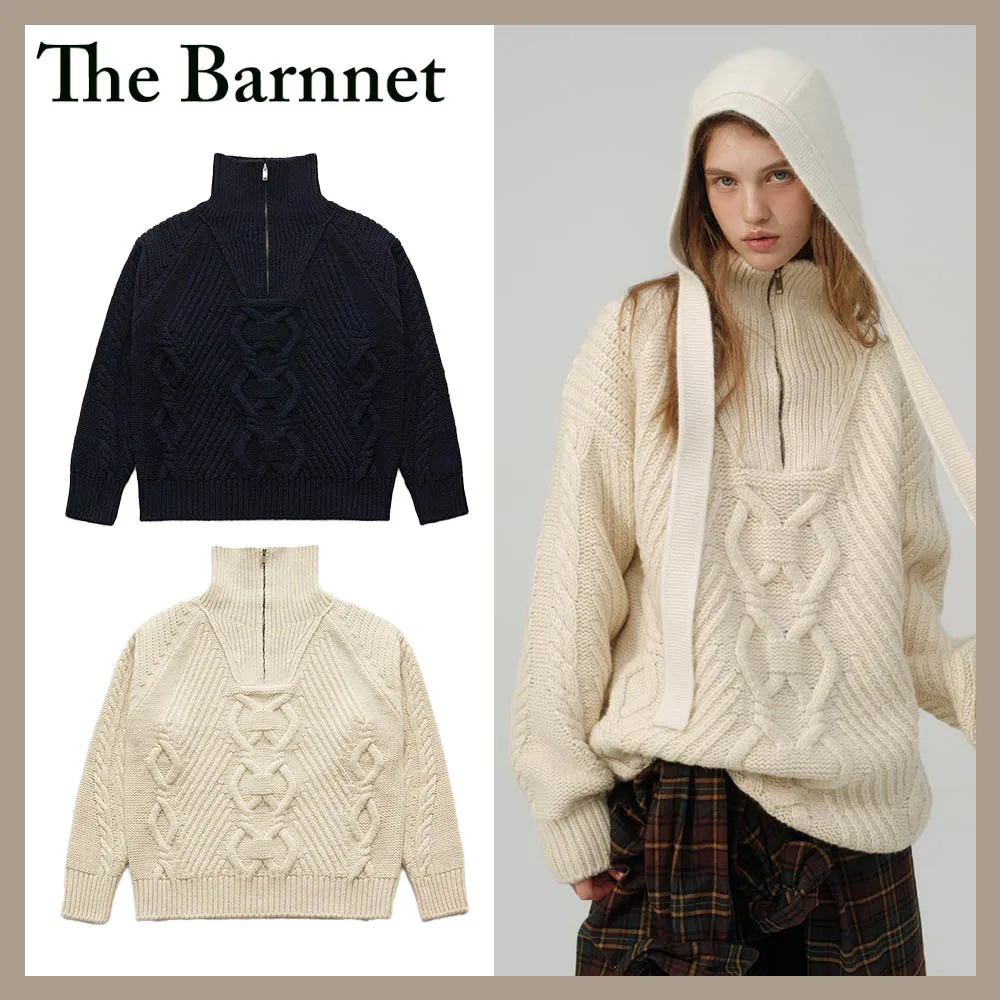 The Barnnet  |Casual Style Unisex Wool Rib Street Style Long Sleeves Plain