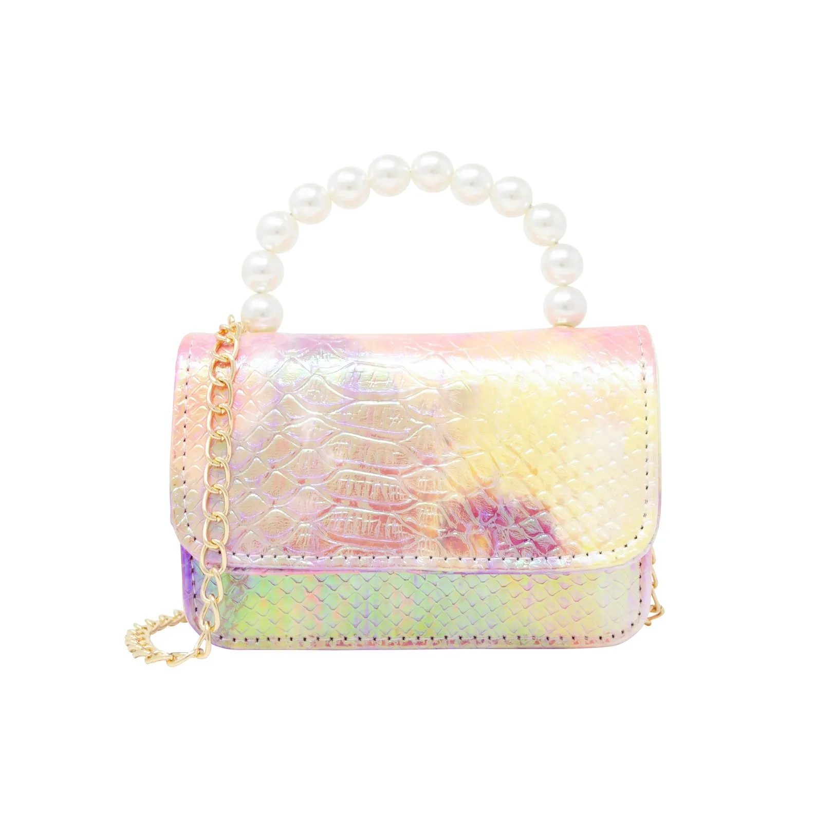 Tie Dye Crocodile Pearl Handle Bag