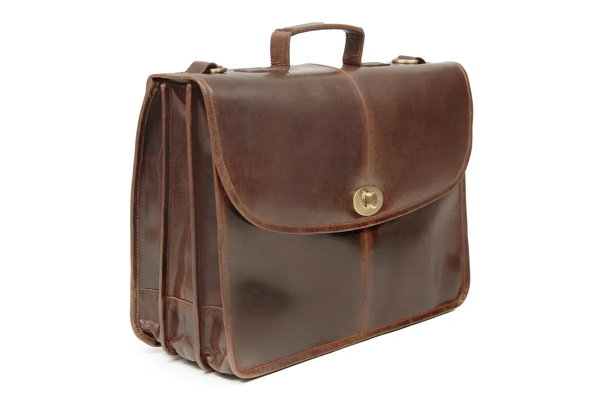 TK10060BRN - Ballyjohnboy Brief case - Brown - Tinnakeenly Leather