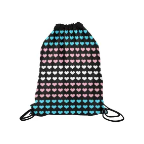 Trans Pride Hearts Drawstring Bag