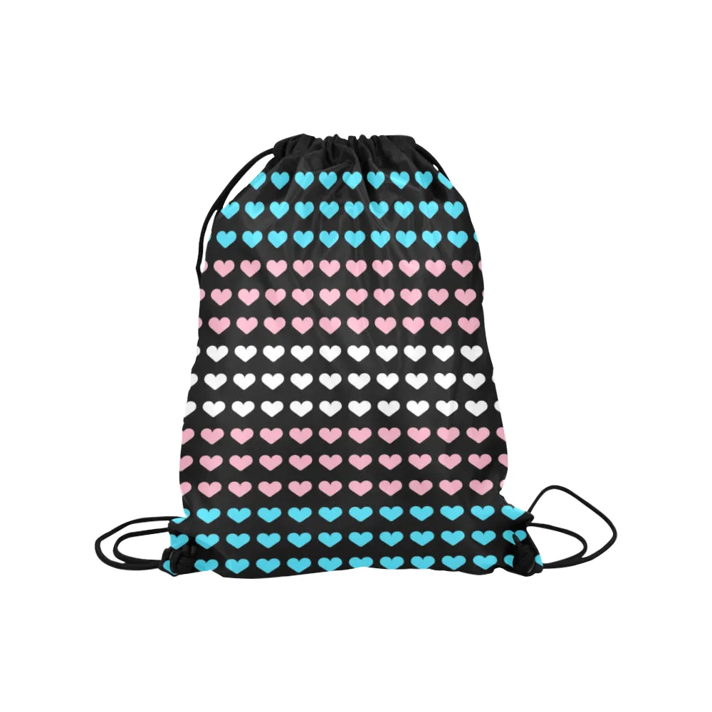 Trans Pride Hearts Drawstring Bag