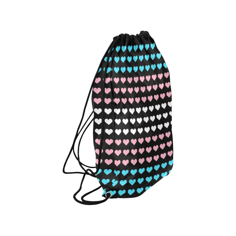 Trans Pride Hearts Drawstring Bag