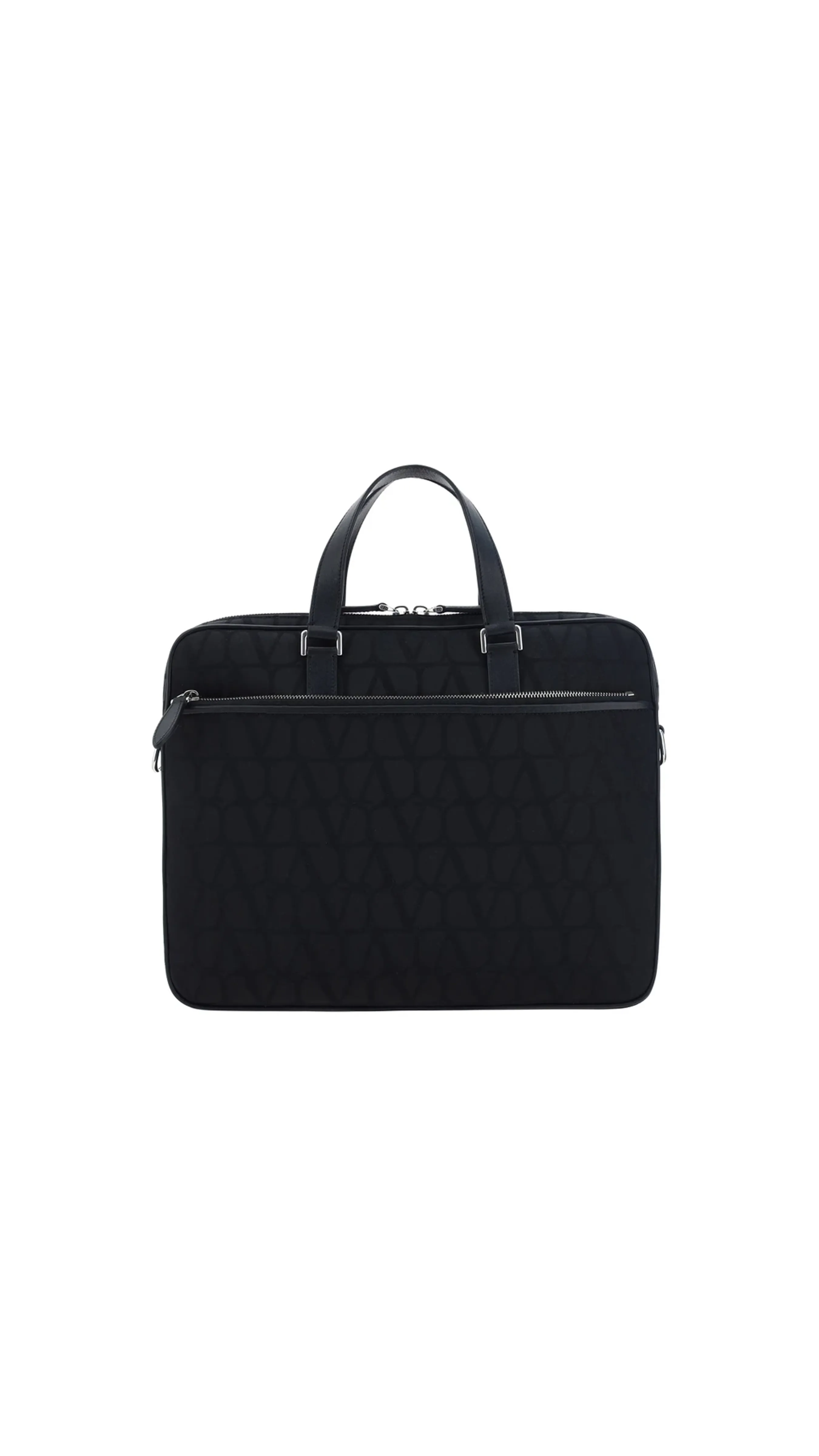 Valentino Garavani Toile Iconographe Briefcase  - Black