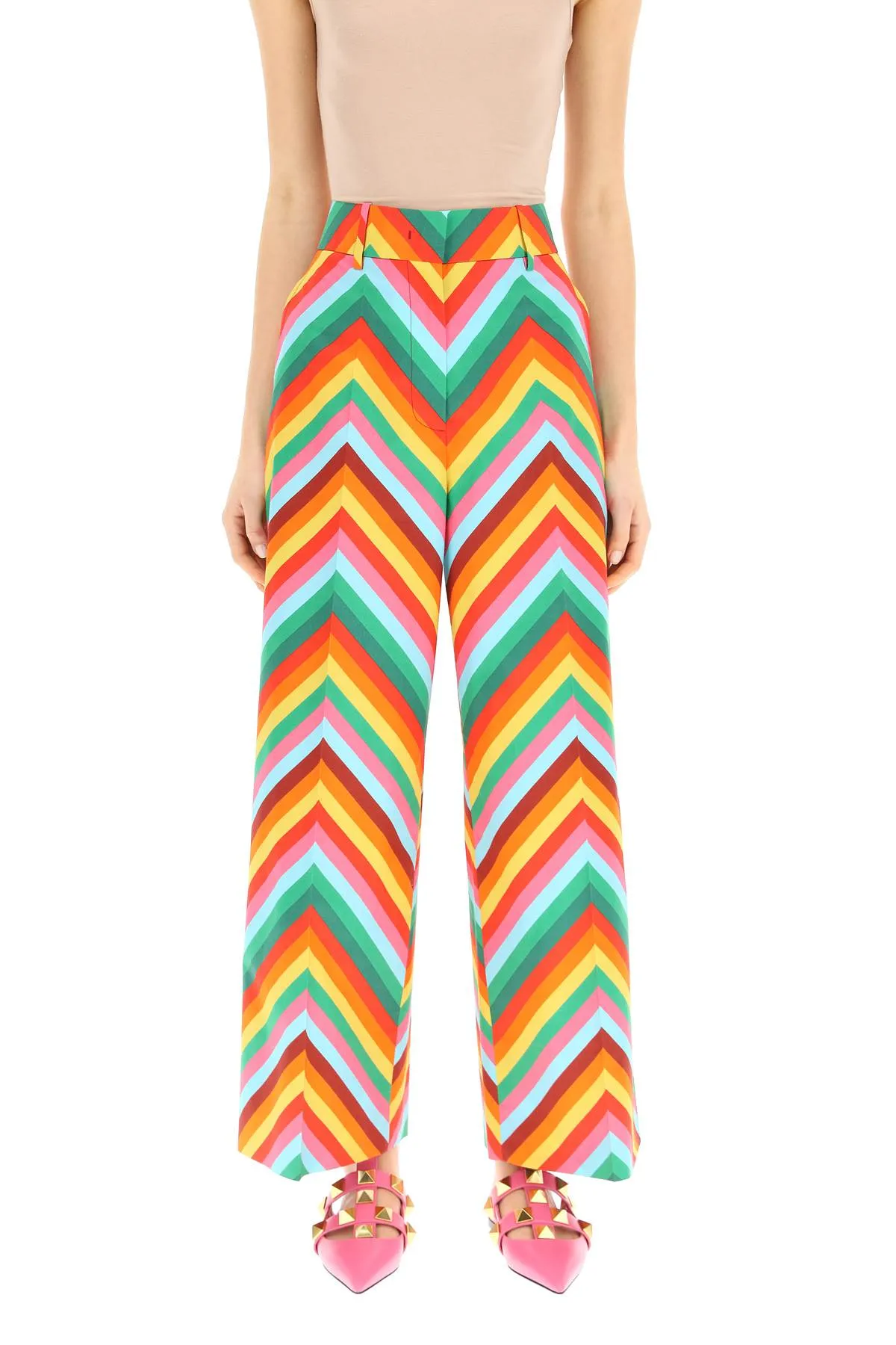 Valentino Striped Wide-Leg Pants