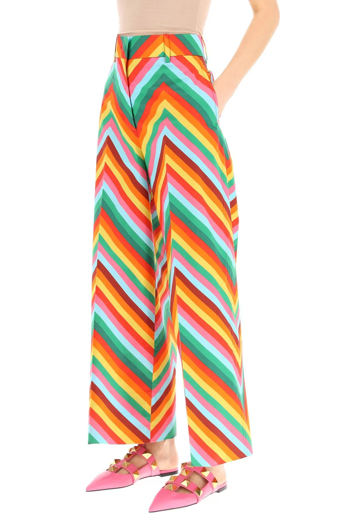 Valentino Striped Wide-Leg Pants