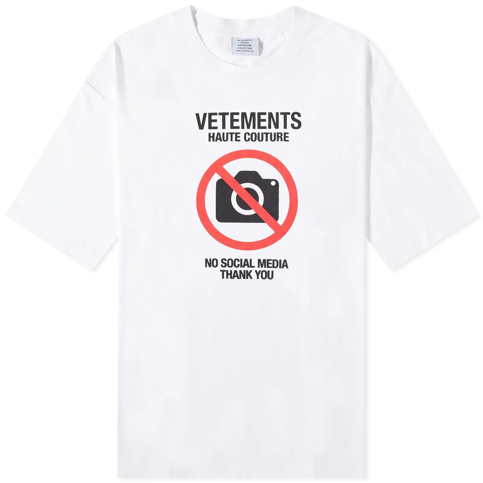 VETEMENTS No Social Media Couture T-ShirtWhite