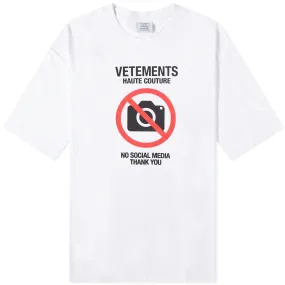 VETEMENTS No Social Media Couture T-ShirtWhite