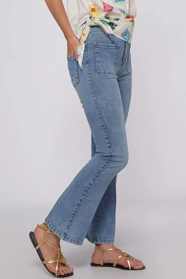 Vilagallo ALINA LIGHT DENIM HIGH WAIST BOOTCUT JEANS