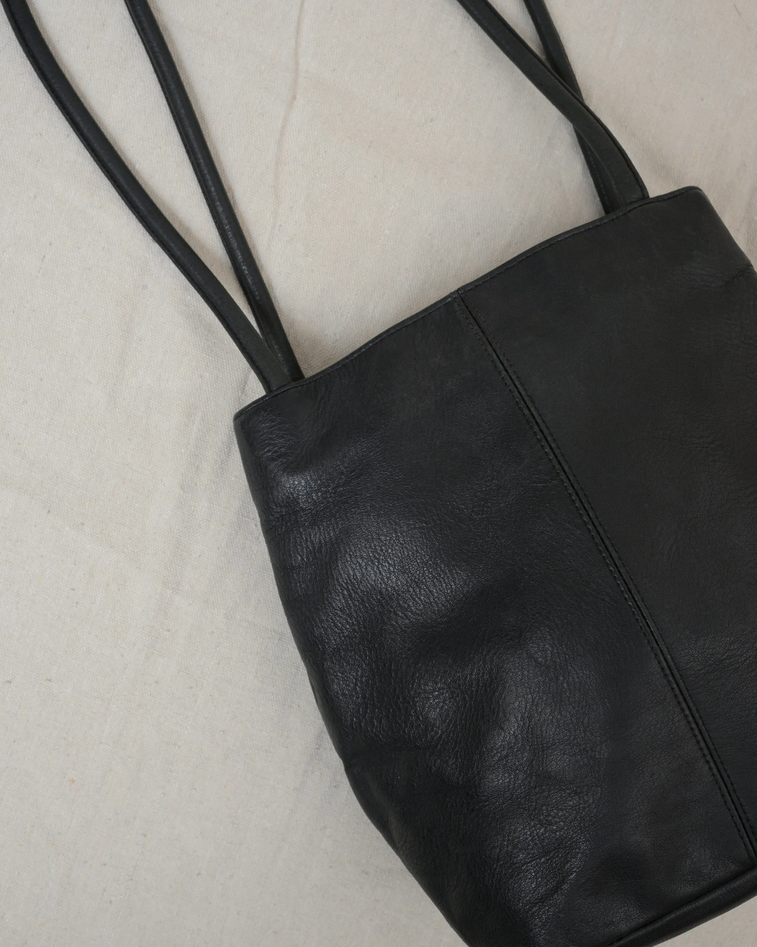 Vintage A. GIANETTI Black Leather Bucket Bag