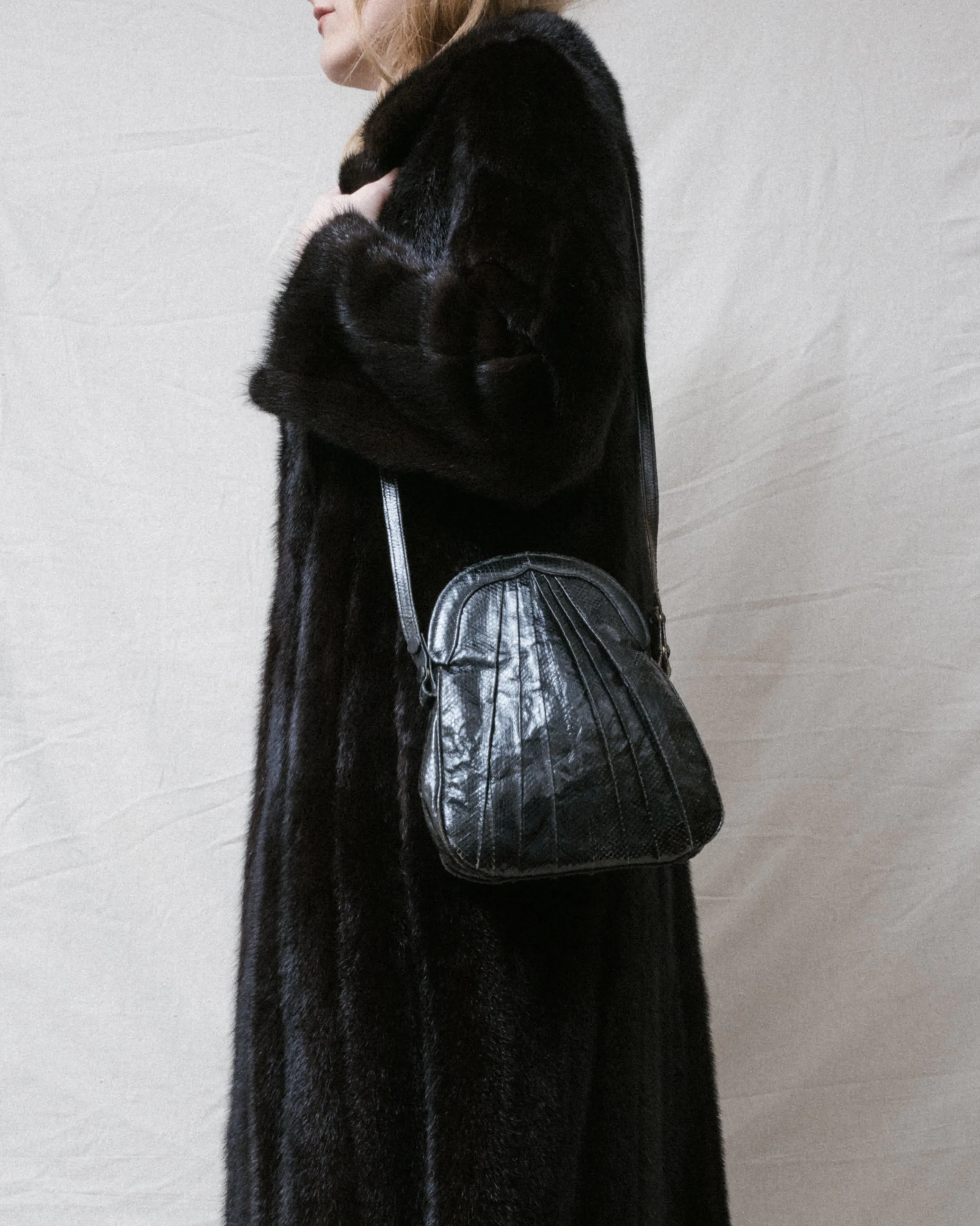 Vintage Black Snakeskin Bag