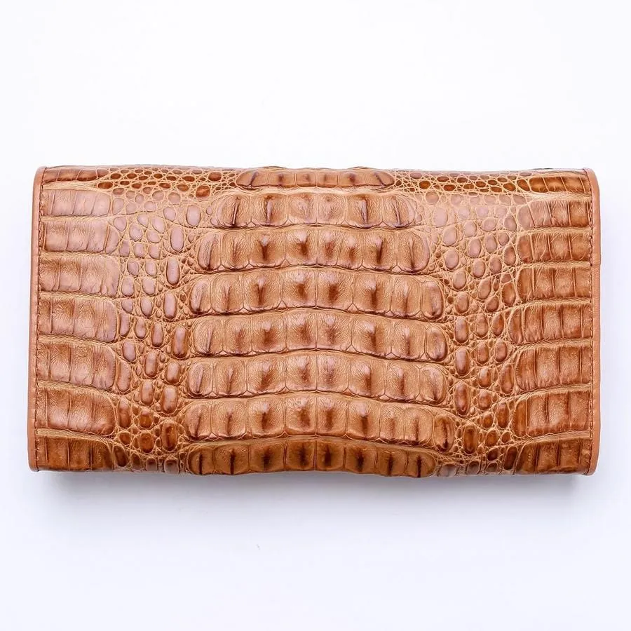 Vintage Brown Crocodile Leather Women Wallet Purse