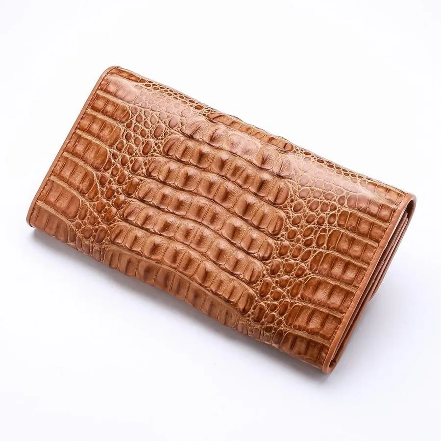 Vintage Brown Crocodile Leather Women Wallet Purse