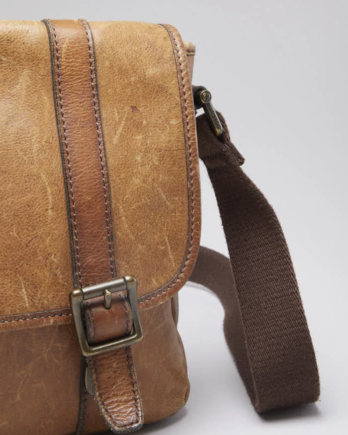 Vintage Woman's Brown Leather Cross Body Satchel