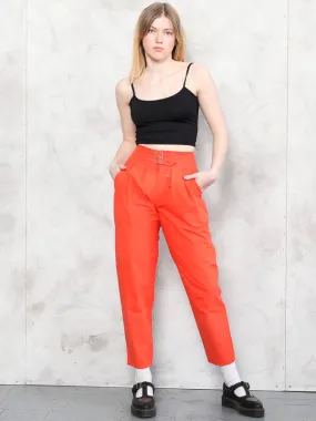 Vintage Women 80's Orange Tapered Trousers