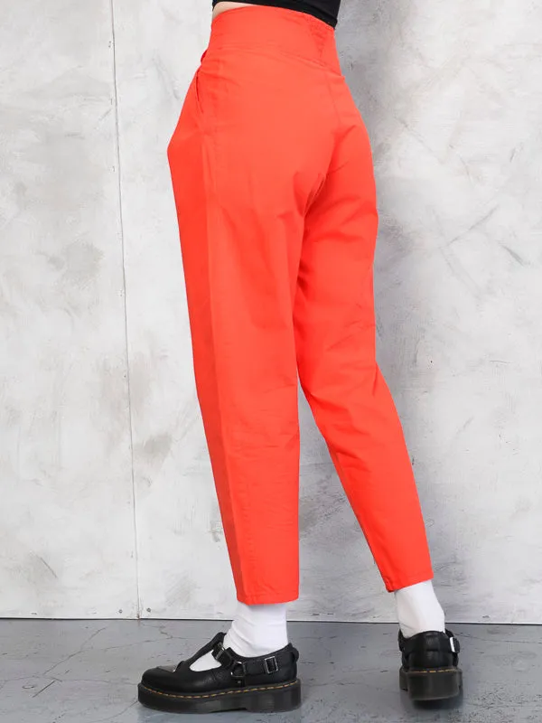 Vintage Women 80's Orange Tapered Trousers