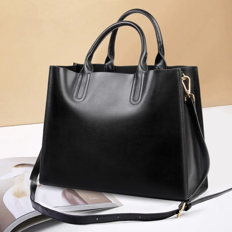 Women's Genuine Leather Large Commuter Briefcase Shoulder Handbag