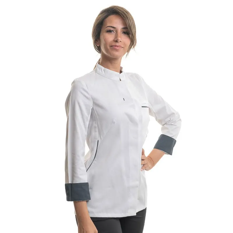 Women's Long sleeve White Kitchen Coat ESCALE - ROBUR