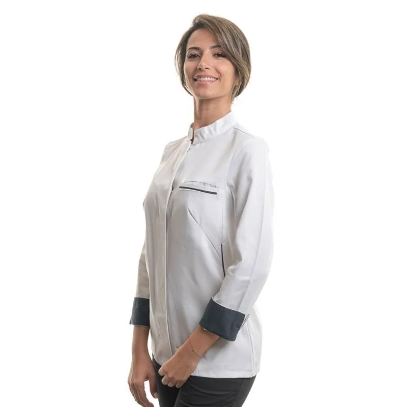 Women's Long sleeve White Kitchen Coat ESCALE - ROBUR