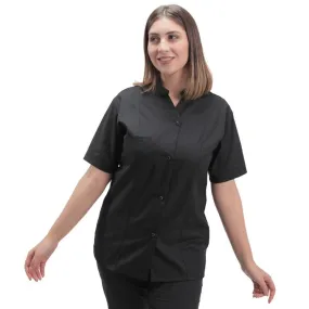 Women's Short Sleeve Black Kitchen Coat Marbella - MANELLI