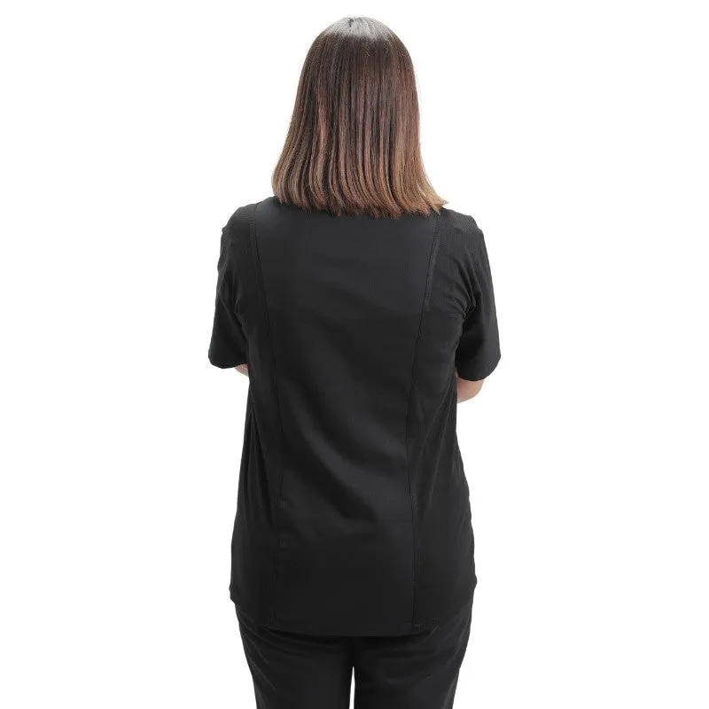 Women's Short Sleeve Black Kitchen Coat Marbella - MANELLI