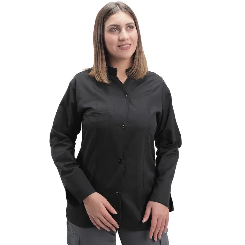 Women's Short Sleeve Black Kitchen Coat Marbella - MANELLI