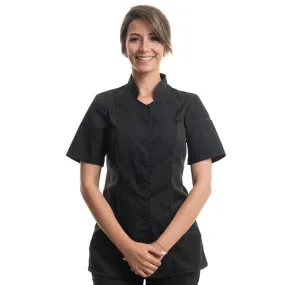 Women's Short Sleeves Black Kitchen Coat Abella - ROBUR