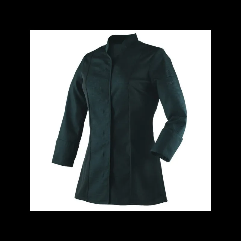 Women's Short Sleeves Black Kitchen Coat Abella - ROBUR