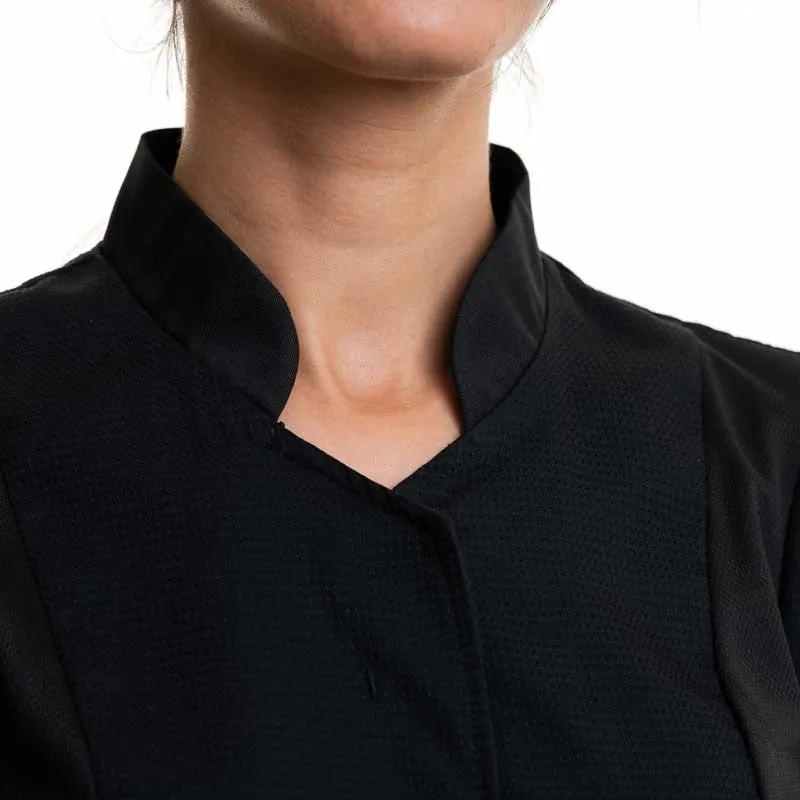 Women's Short Sleeves Black Kitchen Coat Abella - ROBUR