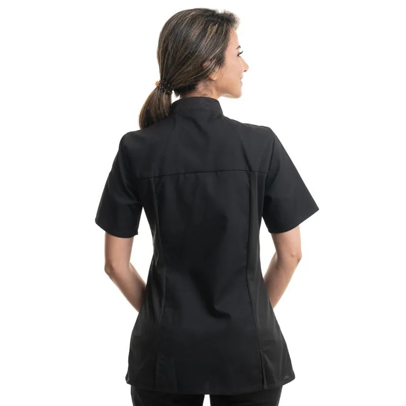 Women's Short Sleeves Black Kitchen Coat Abella - ROBUR