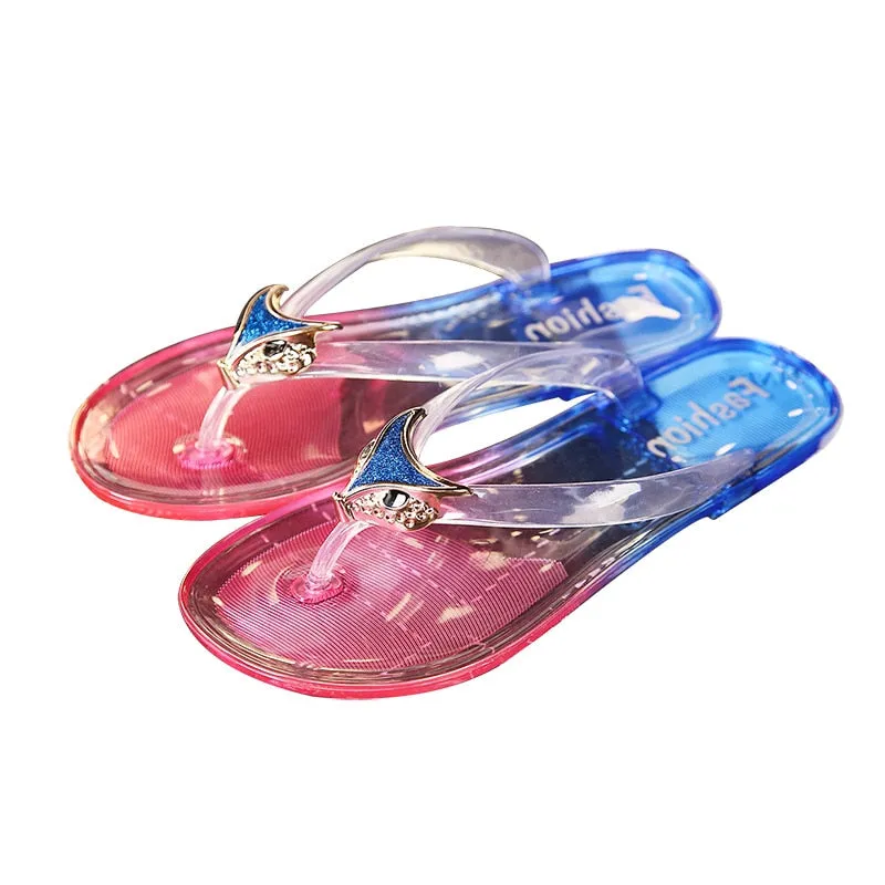 Women's Summer Leisure Style Flip Flop Solid Shinny Outdoor Slippers