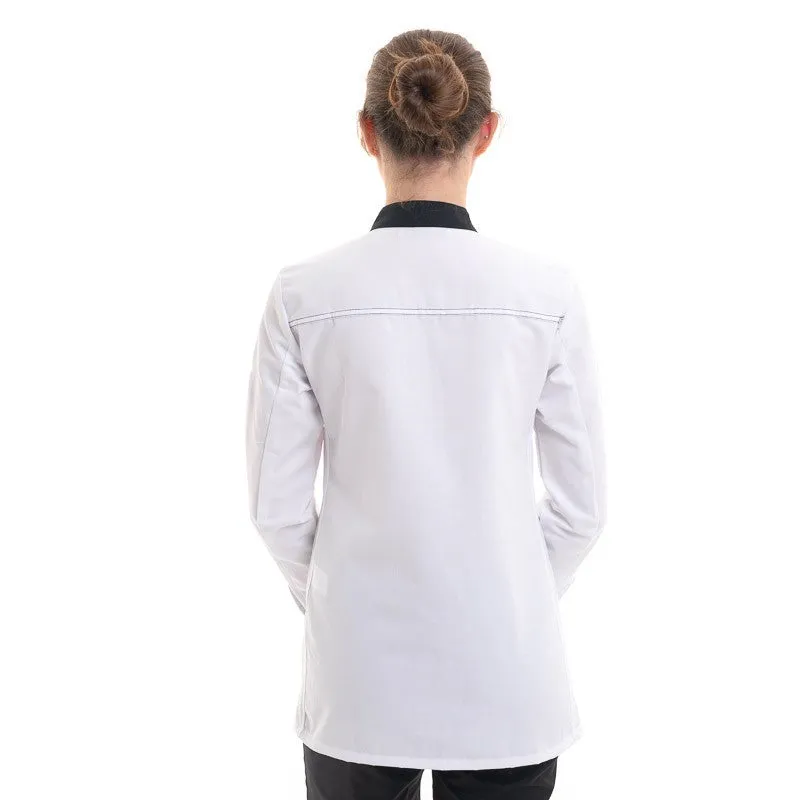 Women's White and Black Long Sleeve Kitchen Coat ELBAX - ROBUR