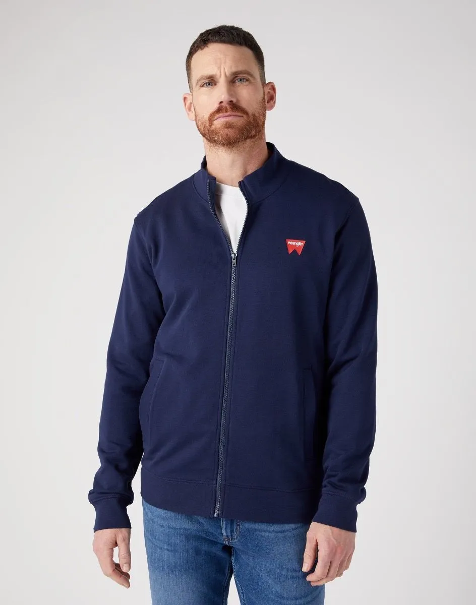 Wrangler Logo Zip Up Funnel Neck Sweatshirts Real Navy